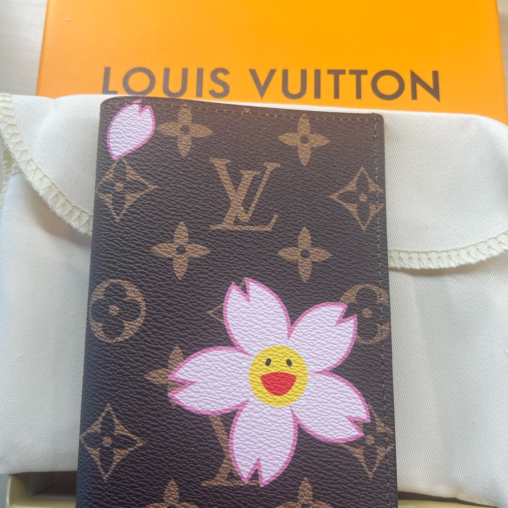 Louis Vuitton Brown Wallet with Pink Floral Design